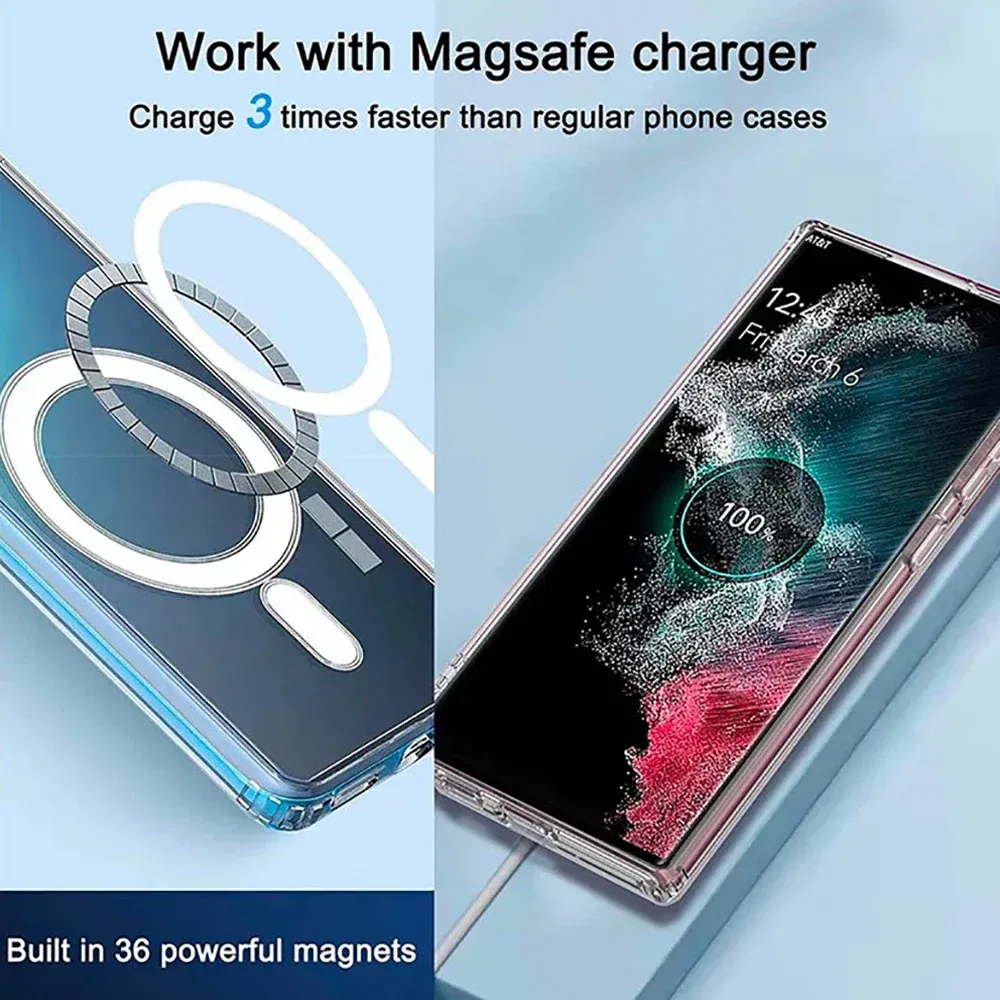 Color: Clear, Material: Cotton - Transparent Magnetic for Magsafe Wireless Charge Phone Case for Google Pixel 9 8 Pro XL 7 7A Shockproof Clear Anti-fall Cover