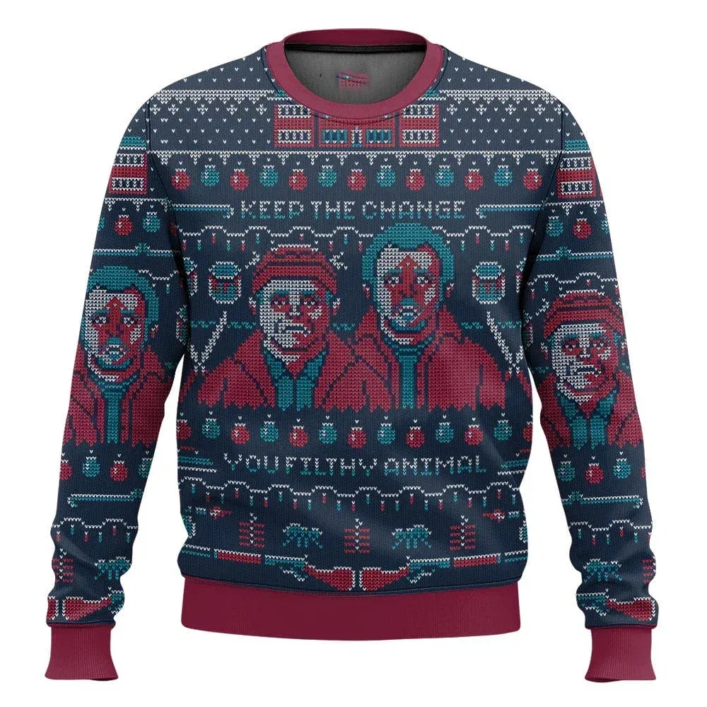 Color: Dark Grey, Size: XXXL, Ships From: CHINA - Merry Christmas alone at home Ugly Christmas sweater cartoon animation Men's pullover 2026 fashionable couple shirts Sweatshirt