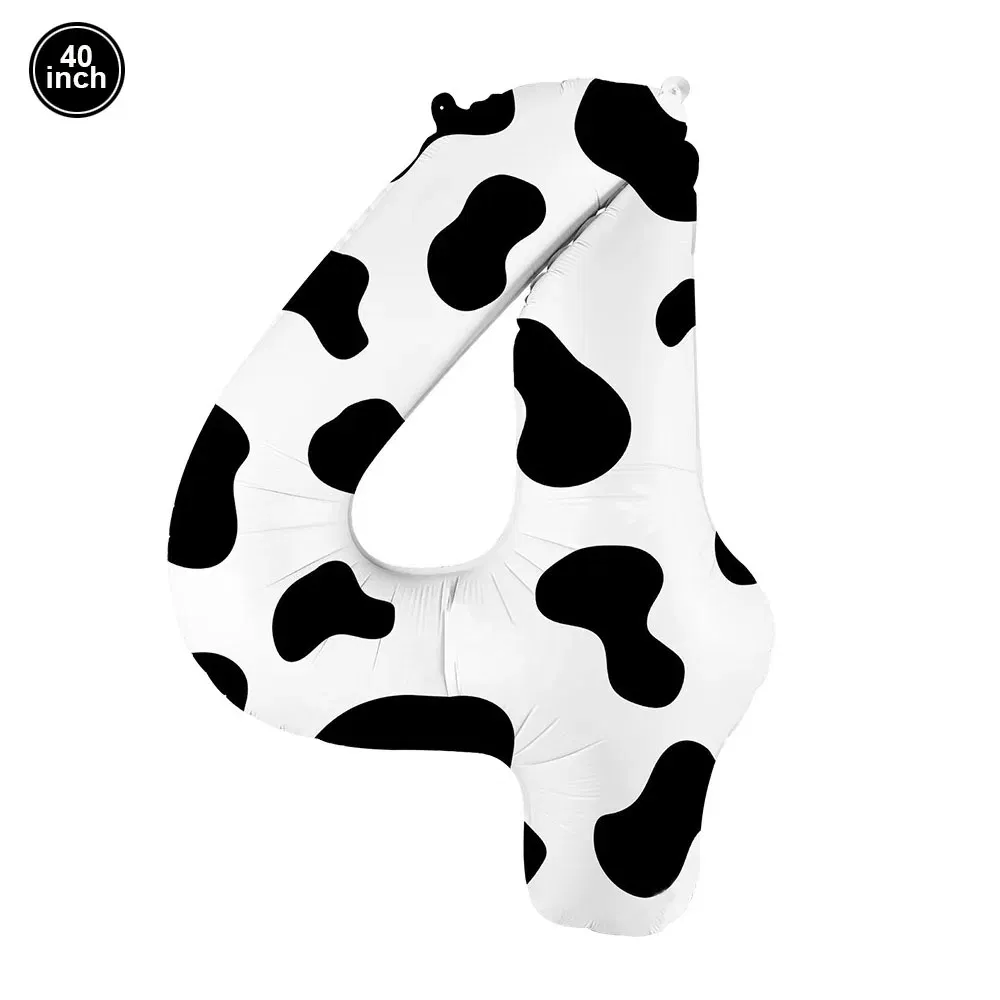 Color: VIOLET/?«?—?…° - Cow Party Supplies Standing Cow Balloon 40inch Number Balloon Cow Print Latex Balloon Children's Farm Birthday Party Decoration