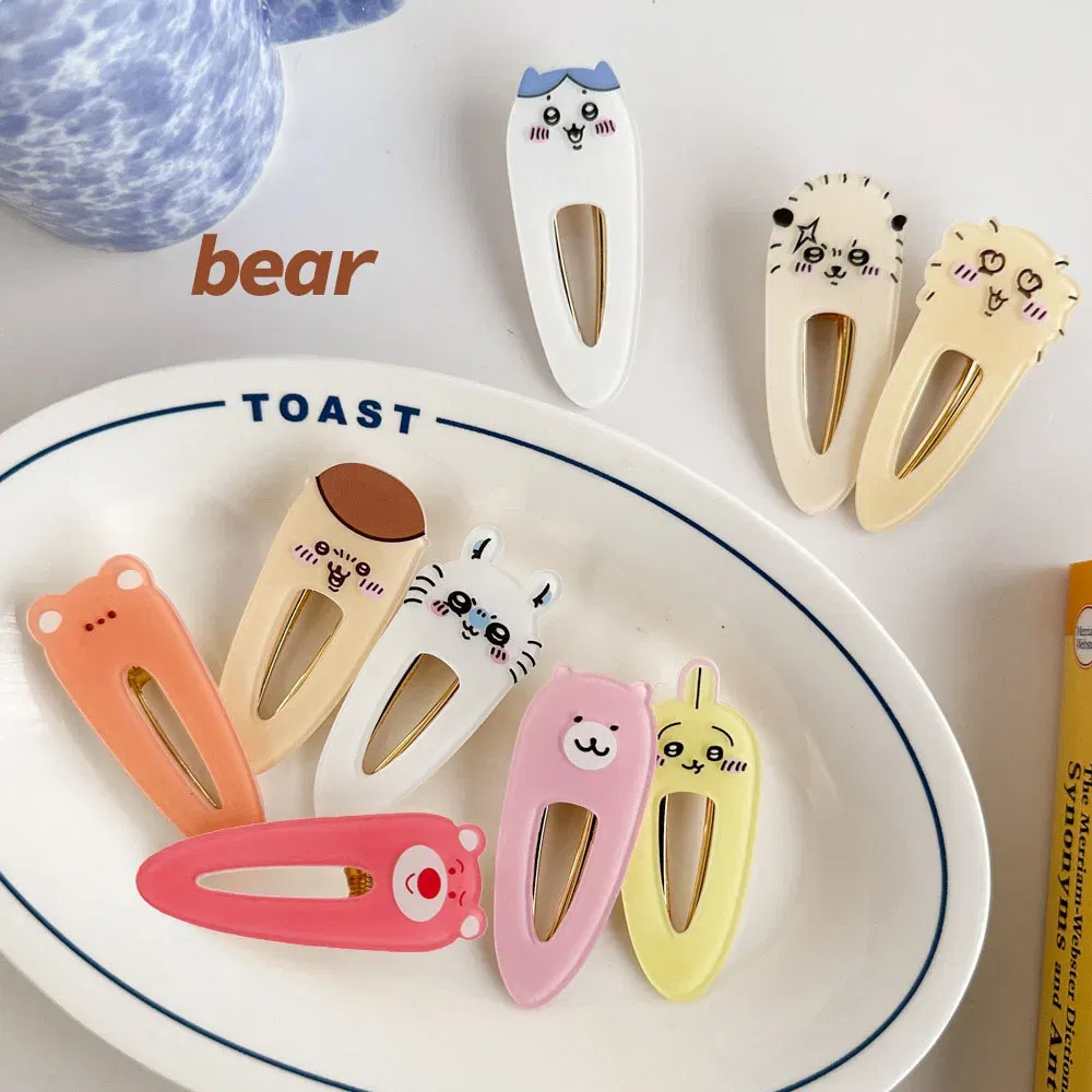 Color: Blue - 2024 Creative Duck Beak Hairclip Anime Figure Chiikawa Hachiware Girl's Forehead Fringe Side Hair Clip Student Hair Accessories