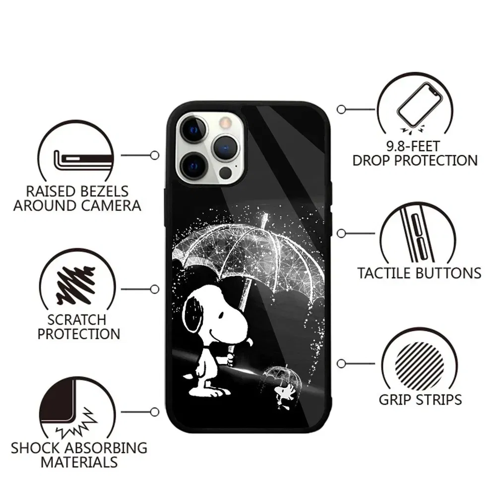 Color: Clear, Material: Cotton Fabric - Anime Cartoon-S-Snoopy-s Phone Case For iPhone 16,15,14,13,12,11,Plus,Pro,Max,Mini Magsafe Magnetic Wireless Charging