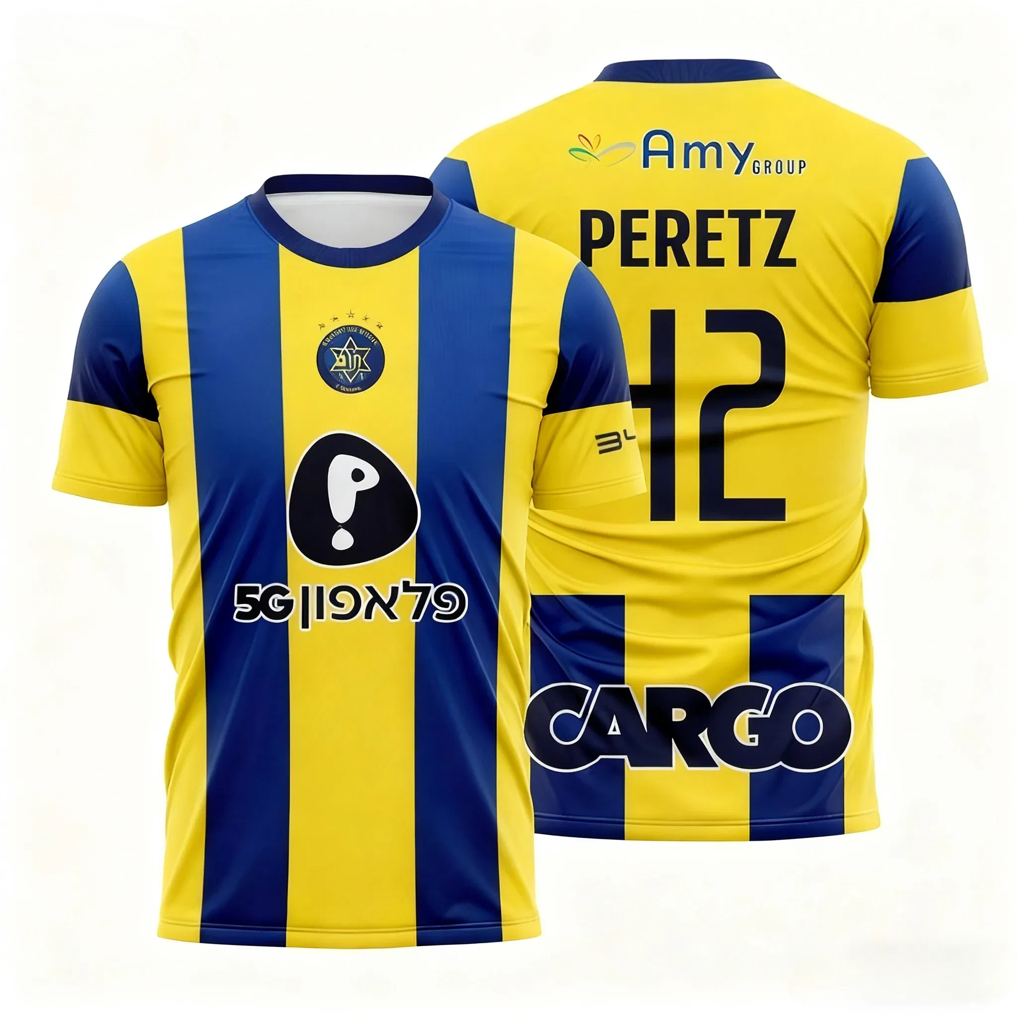 Color: Beige, Size: 4XL - The Latest Breathable Men's and Women's T-shirts for The Daily Training of Maccabi Tel Aviv Football Club in 2026