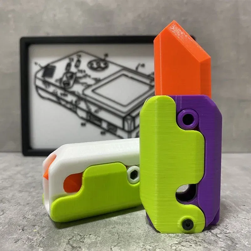 Color: grey, Ships From: CHINA - Gravity Folding Claw Knife Radish Knife 3d Printing Gravity Knife Small Radish Knife Push Card Decompression Fidget  Mini Toy