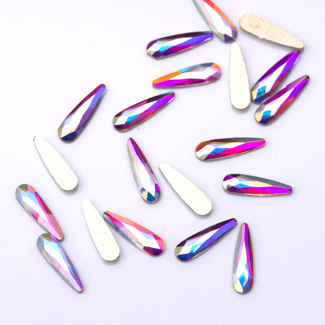 Color: Jade green - Top Quality Crystal Raindrop Shape 20pcs/Pack Non Hotfix Nail Art Rhinestone Super Bright Glass Strass 3D Nail Art Decoration