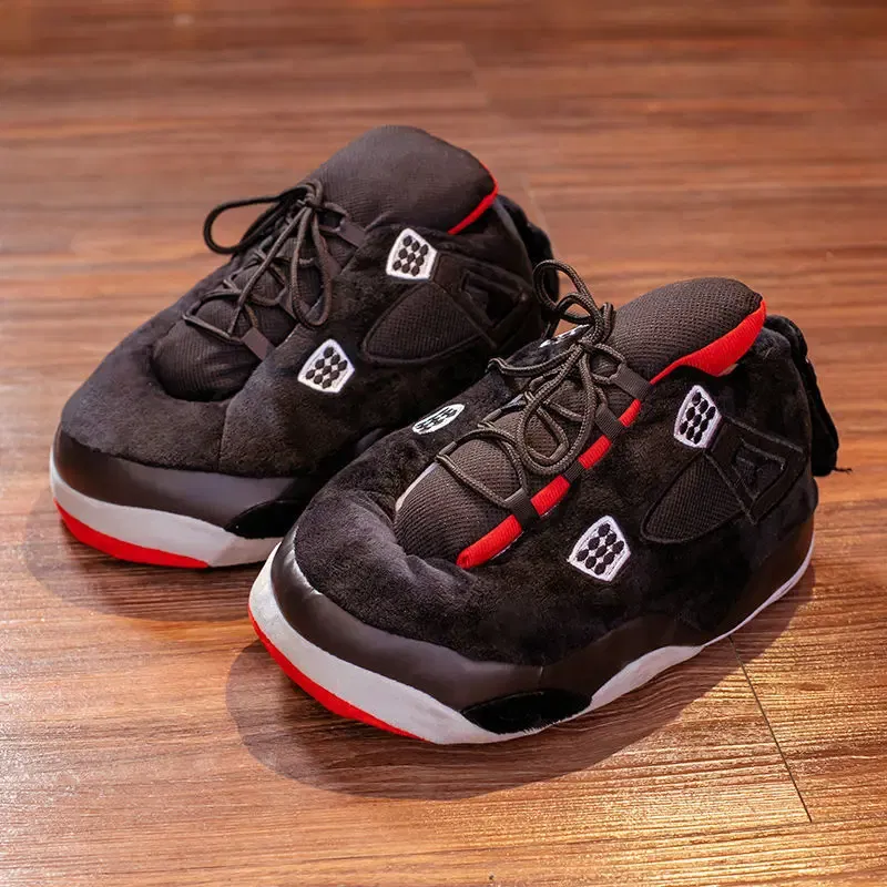 Color: BRONZE, Shoe Size: 19.5 - Unisex Winter Warm Home Slippers Women/Men Slides Striped House Sliders Lady Shoes Female One Size 36-44 Ladies Slipper