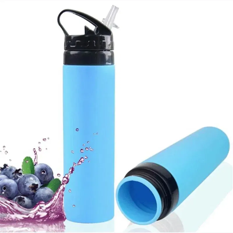 Color: WHITE, Ships From: CHINA, Capacity: 500-1000ml - 2024 New Outdoor Sports Silicone Water Bottle Mountaineering Riding Portable Silicone Foldable Water Bottle