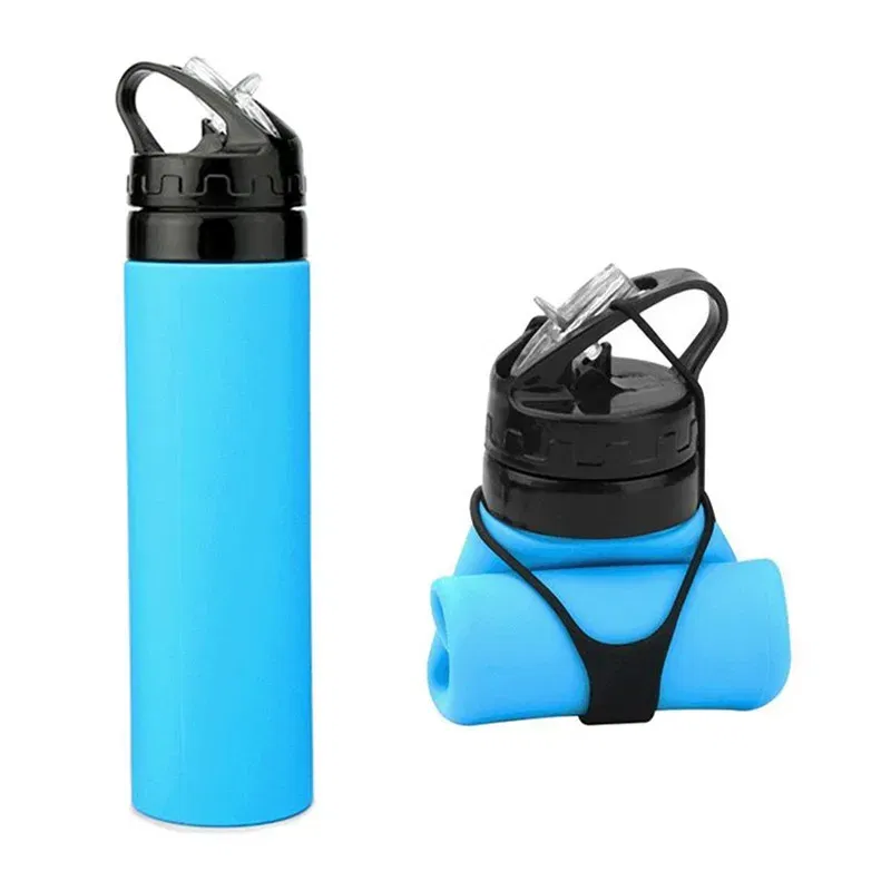 Color: WHITE, Ships From: CHINA, Capacity: 500-1000ml - 2024 New Outdoor Sports Silicone Water Bottle Mountaineering Riding Portable Silicone Foldable Water Bottle