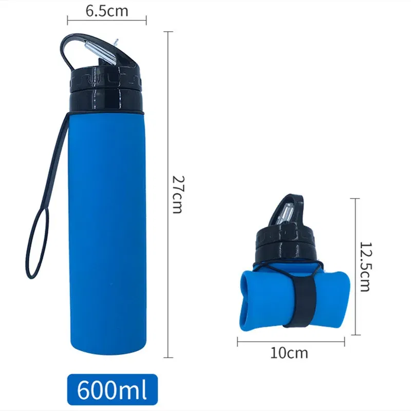Color: WHITE, Ships From: CHINA, Capacity: 500-1000ml - 2024 New Outdoor Sports Silicone Water Bottle Mountaineering Riding Portable Silicone Foldable Water Bottle