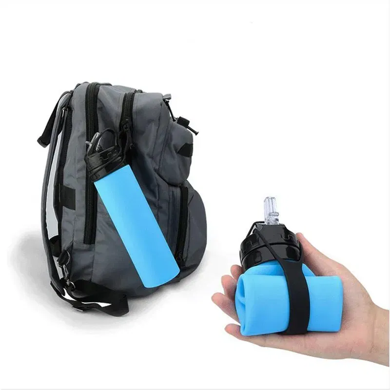 Color: WHITE, Ships From: CHINA, Capacity: 500-1000ml - 2024 New Outdoor Sports Silicone Water Bottle Mountaineering Riding Portable Silicone Foldable Water Bottle
