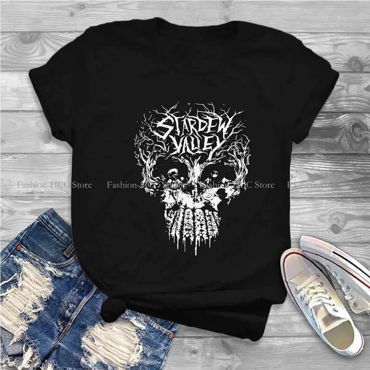 Color: WHITE, Size: L - Active Hipster Polyester TShirts Stardew Valley Game Abigail Sebastian Female Style Tops T Shirt Round Neck