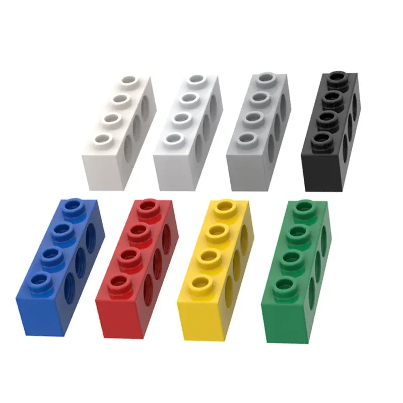 Color: Light Grey - Rainbow Pig MOC 3701 Brick 1x4 with 3 Holes Building Blocks Classic Brand DIY Assembles Particles Educational Tech Kid Spare Toy