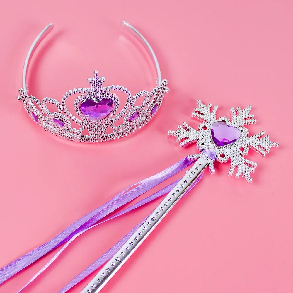 Color: Orange - Pincess Anna Elsa Cosply Accessories Crown Magic Wand Necklace Wig Gloves Frozen Snow White Belle Cinderella Princess Role Play