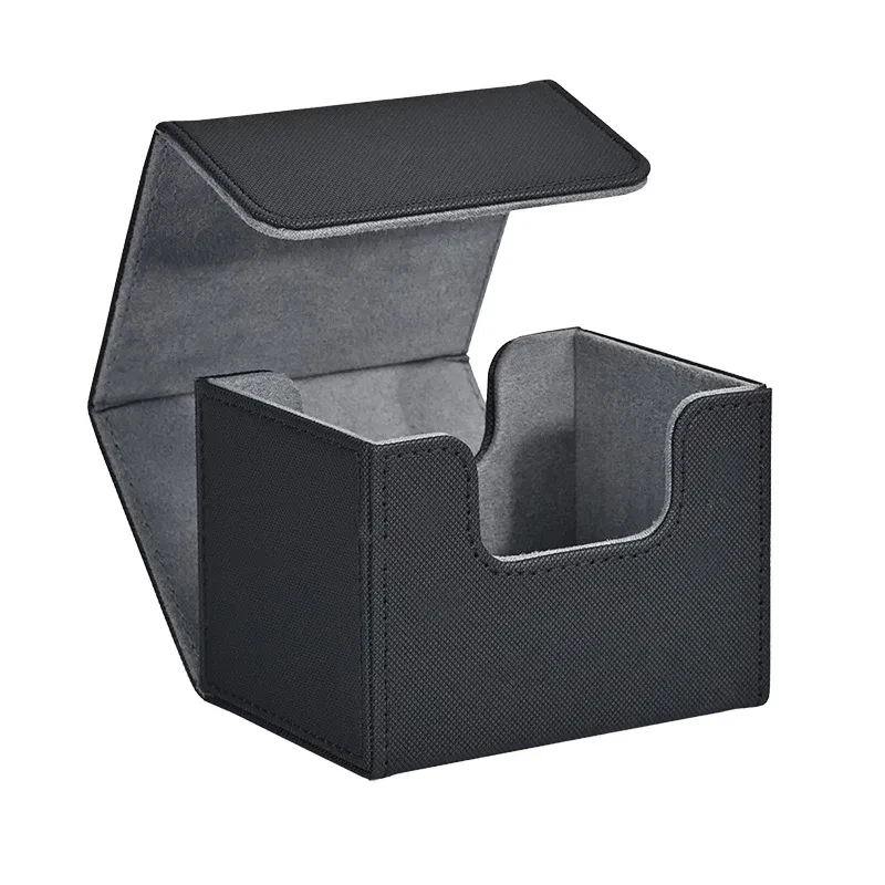 Color: black - Card Deck Box , Card Storage Box Fits 100 single  Sleeved Cards, PU Leather Strong Magnet Card Deck Case for TCG Cards