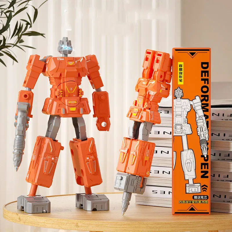Color: Red - Children Deformation Toy Creative Transformation Robot Figure Pen Robot Deformation Pen Kids Robot Model Toy Stationery Supplies