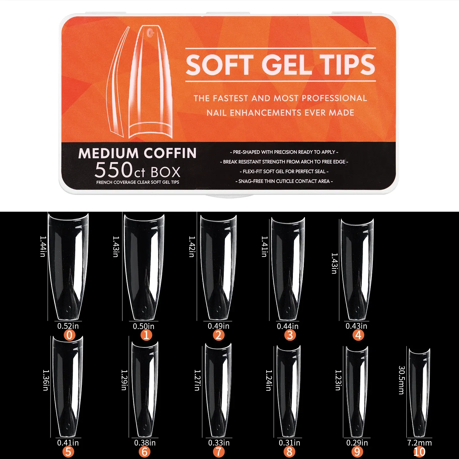 Color: GRAY - 1 Box Clear Acrylic Long Fake Nails Capsules Almond French Coffin Full Half Cover False Nails Artificial Nail Soft Gel Tips