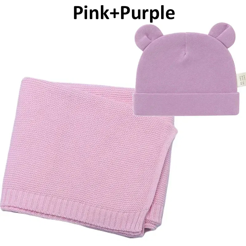 Color: light yellow, Size: Option 2, Ships From: CN - Personalized Baby Name Newborn Cotton Beanie and Knitted Blanket Set Embroidered Name Covering and Cute Hat Gift Set