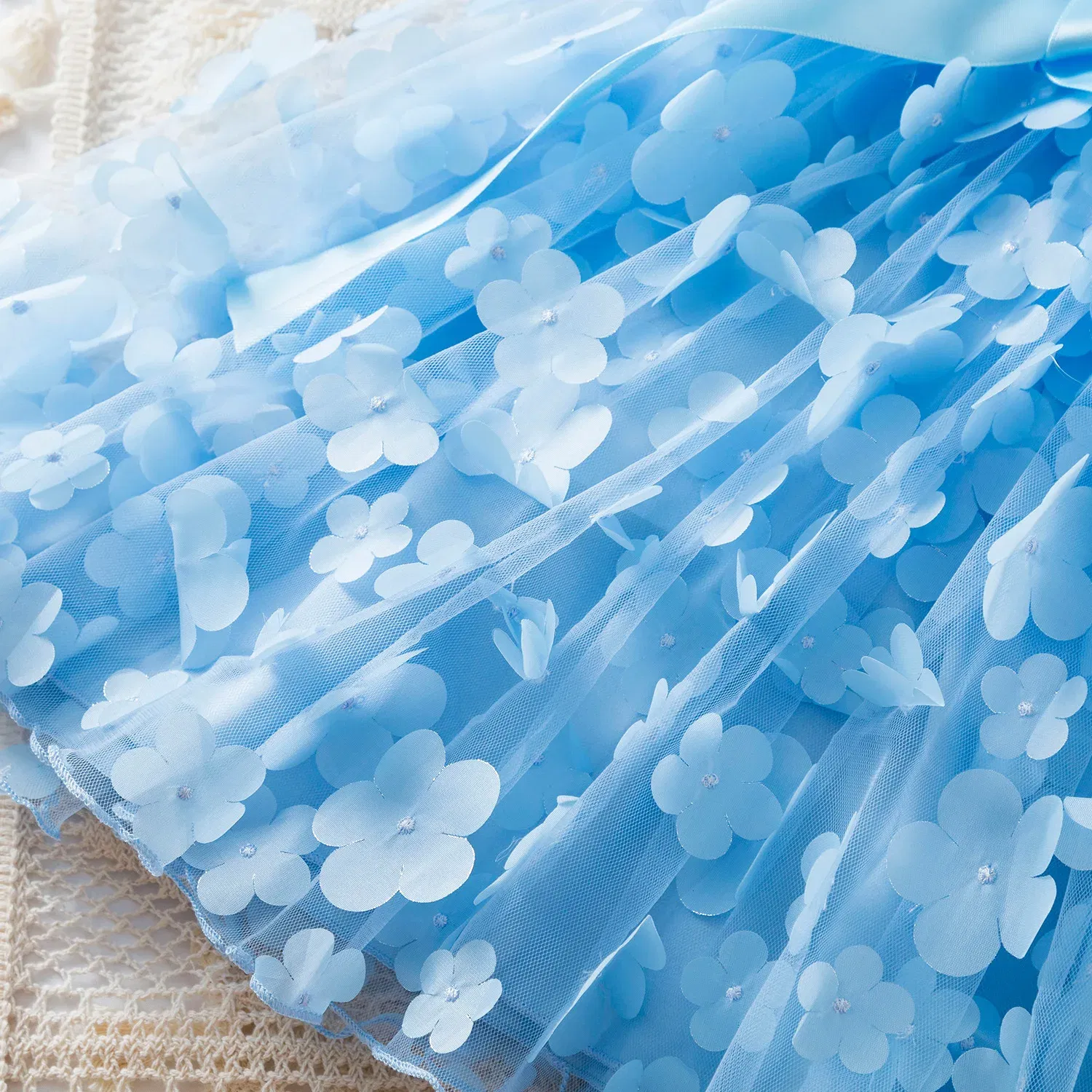 Color: SKY BLUE, Size: M - 3D Butterfly Cute Lilo Stitch Summer Dress for Kid's Casual Clothes Baby Girls Beautiful Princess Dress Party Dresses 2-6 Yrs