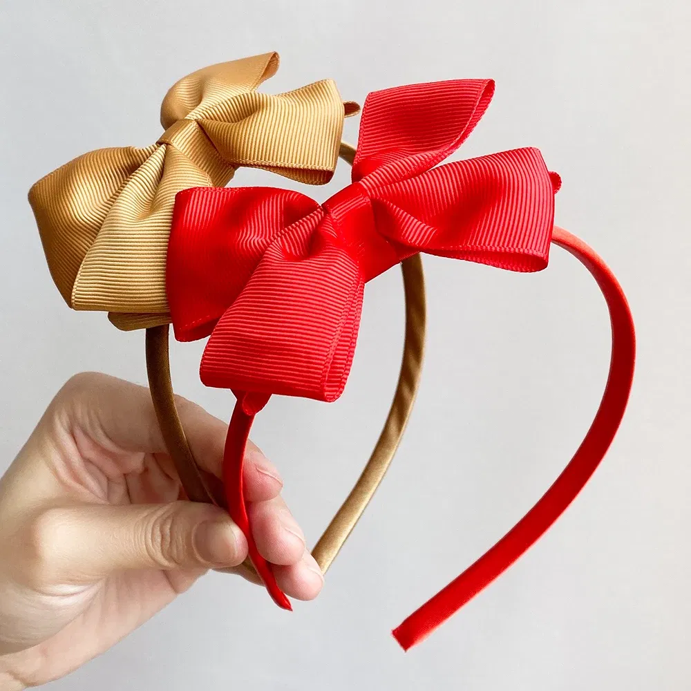 Color: MULTI - 1 Piece Ribbon Handmade Hair Bows Hairbands for Baby Girls 20 Colors Cute Bowknot Solid Headband Headwear Baby Hair Accessories