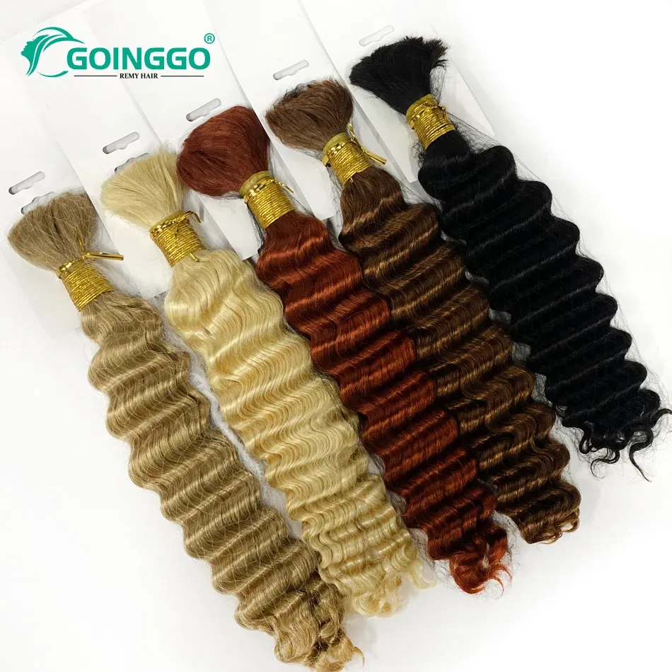 Color: 4/27HL, Stretched Length: 20inches - Pre-Colored Brazilian Deep Wave Bulk Human Hair No Weft Remy Bulk Human Hair 14 To 28 Inch Bulk Hair Extension Crochet Braids