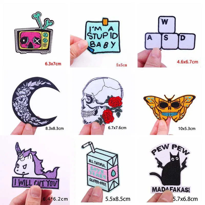 Color: DULL - Prajna 10PCS Wholesale Cartoon Animal Embroidered Patches For Clothing Thermoadhesive Patches On Clothes Letter Applique Sticker