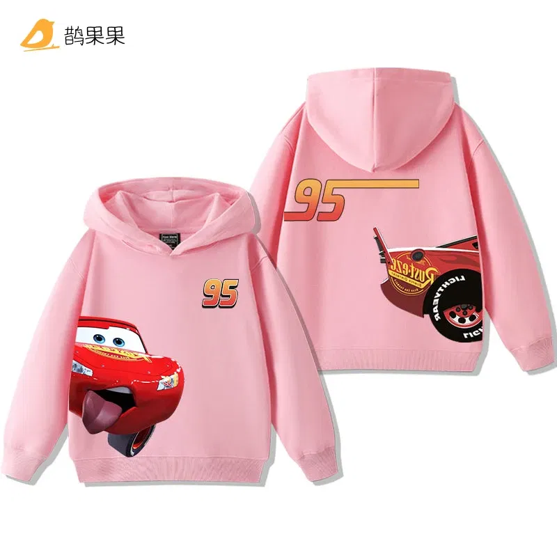 Color: green, Kid Size: 5 - Cars Lightning McQueen Fun Printed Kids Boys Girls Hooded Sweatshirt Fall and Winter Casual Fashion Warm Student Hoodie
