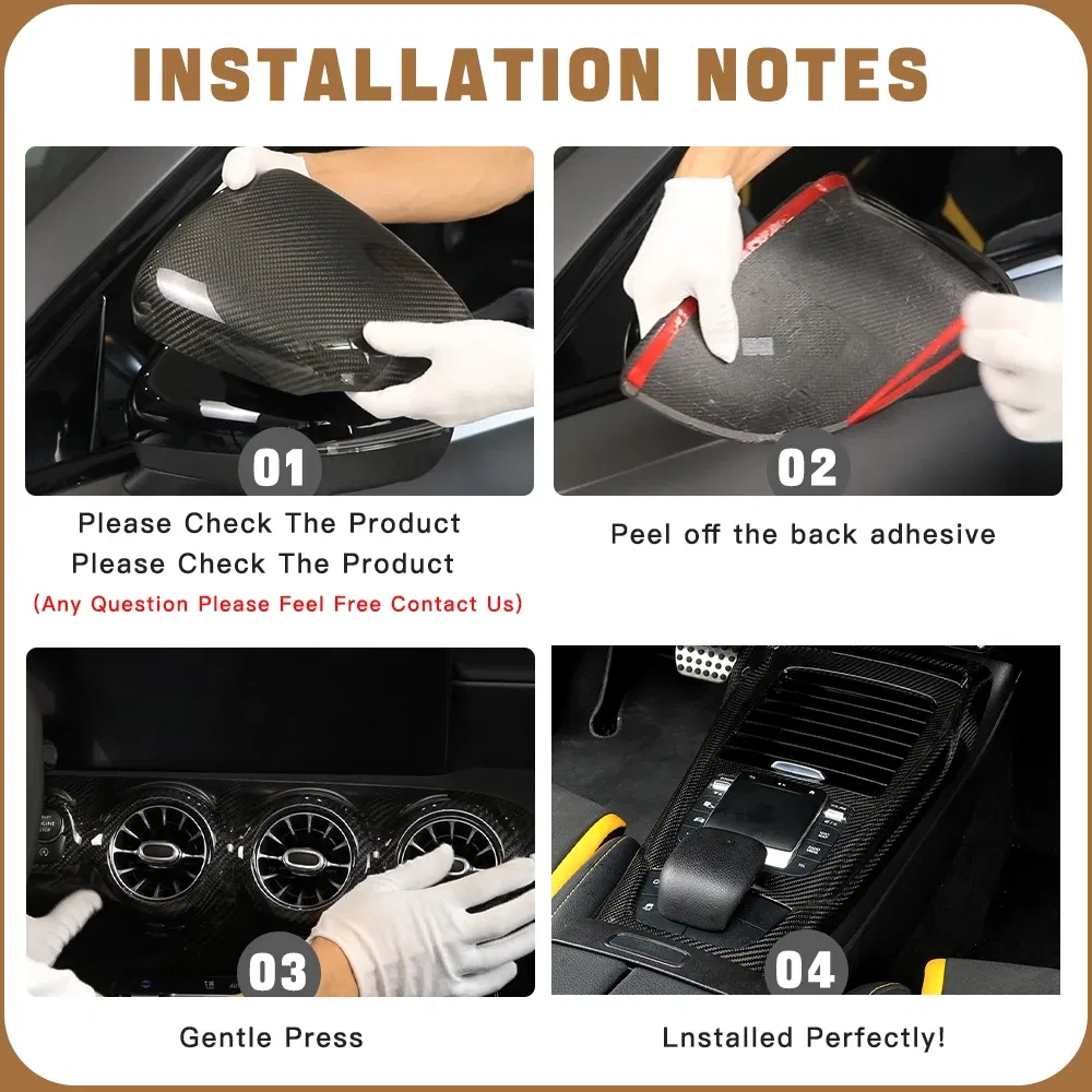 Color Name: Yellow - Carbon Fiber Car Stickers For Mercedes Benz Accessories AMG/A Class/CLA 35 Center Console Gear Air Conditioning Outlet Cover