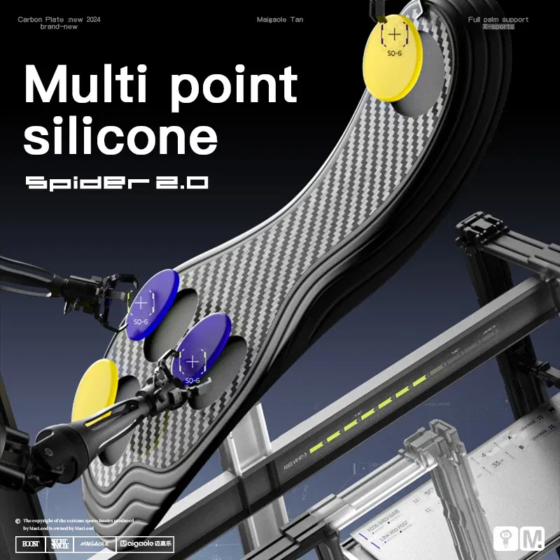 Color: Gold, Shoe Size: 0.5 - Maigaole Yellow Spider Full-Length Carbon Plate Insole Four-Point Gel Basketball Sports Front and Bounce Assist