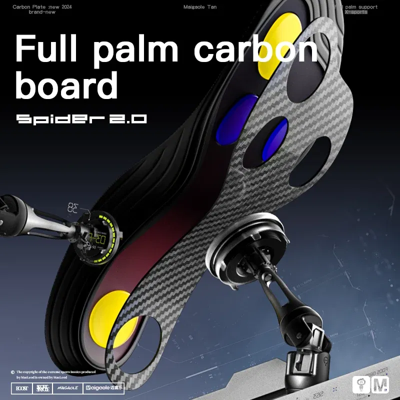 Color: Gold, Shoe Size: 0.5 - Maigaole Yellow Spider Full-Length Carbon Plate Insole Four-Point Gel Basketball Sports Front and Bounce Assist