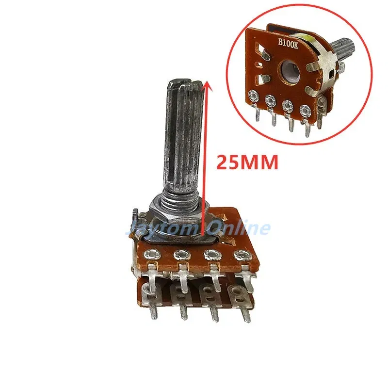 Color: Brown - 1PC WH-148 Audio Volume Potentiometer Switch Dual 8-pin With Center Tap B50K B100K 25mm