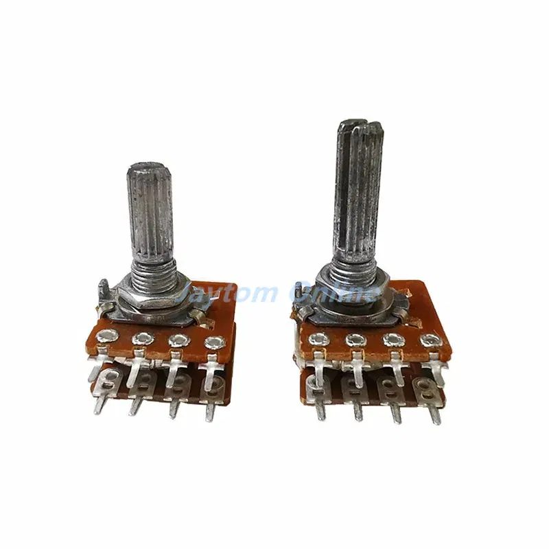 Color: Brown - 1PC WH-148 Audio Volume Potentiometer Switch Dual 8-pin With Center Tap B50K B100K 25mm
