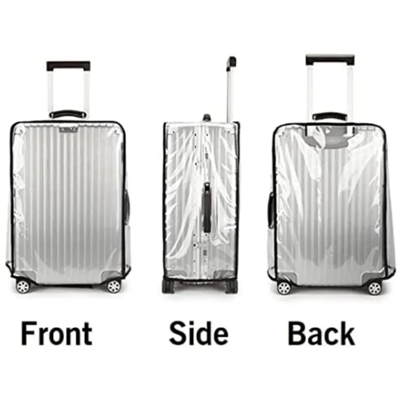 Color: Beige - New 20-30inch Luggage Cover Transparent Protector Waterproof Thickened Suitcase Cover PVC Rolling Cover for Traveling Suitcase