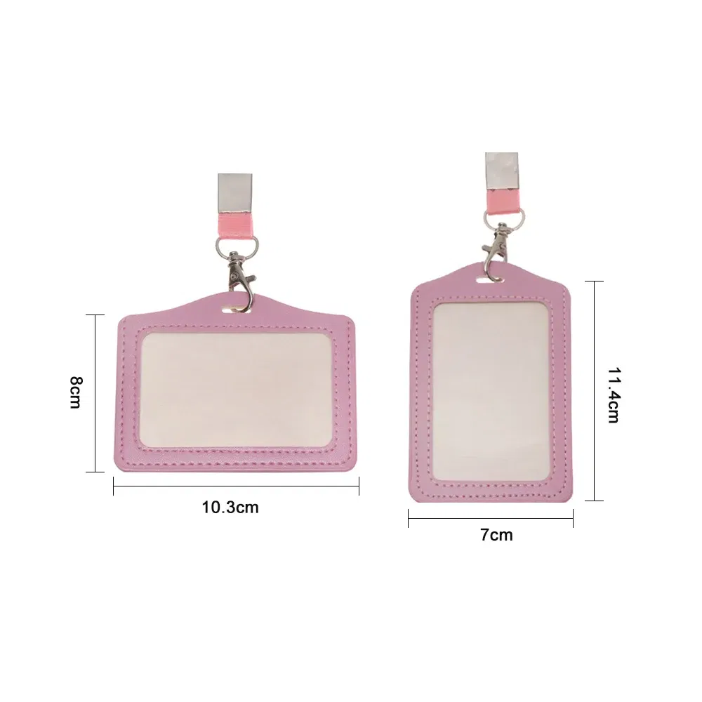 Color: WHITE - Unisex Work Card Holders With Lanyard PU Bank Card Name Credit Card Holders Card Bus ID Holders Identity Badge With Neck Strap