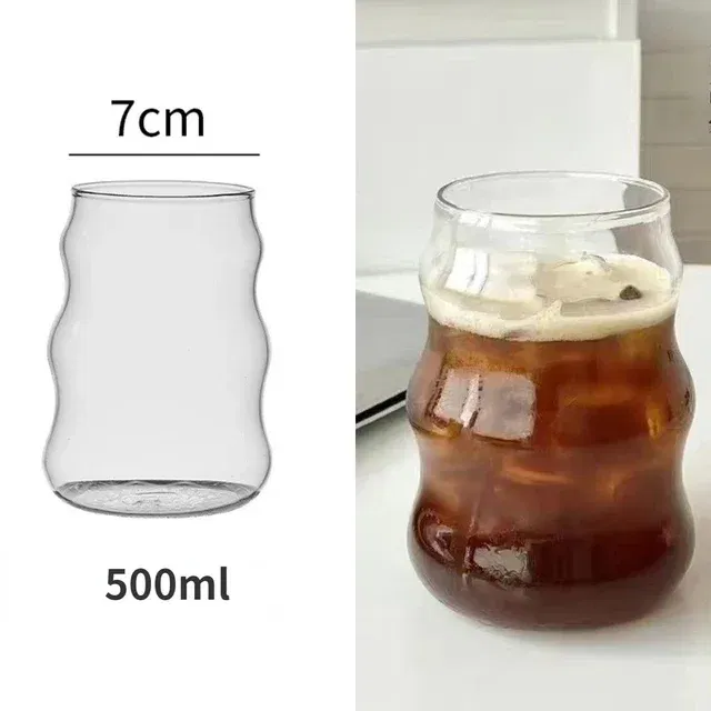 Color: Brown, Capacity: 301-400ml - Transparent Heat Resistant Glass Coffee Mug Glass  Latte Cup Breakfast Mug Milk Water Cocktail Glass Cup Beer Drinking Glasses
