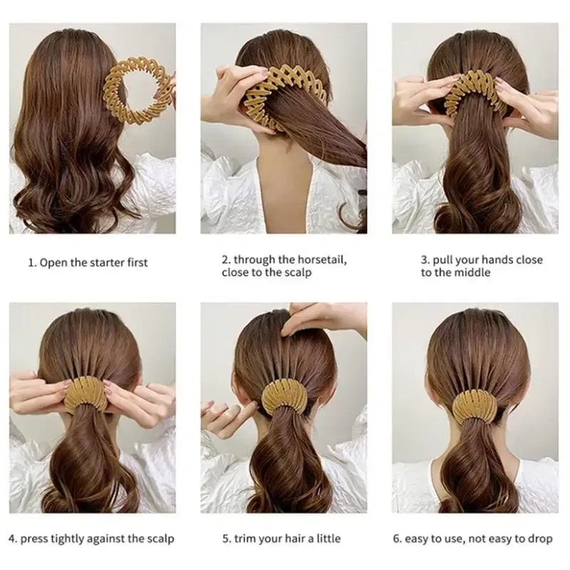 Ships From: United States - Ponytail Hairpin Bun Maker Hair Styling Tool Anti-Slip Bun Maker Hair Styling Tool Claw Clip Holder Light Weight For Daily Wear