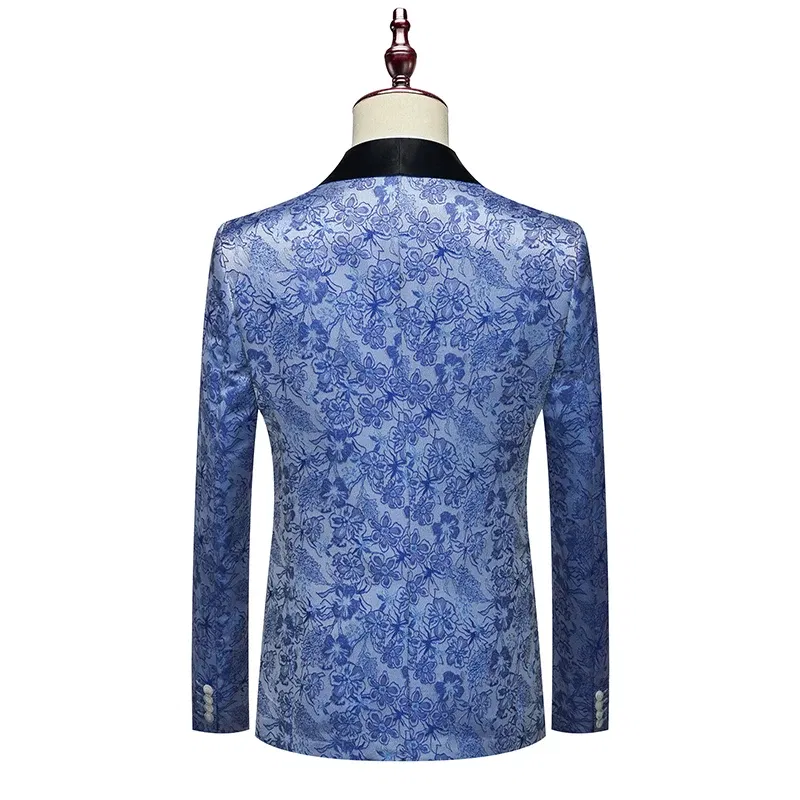 Color: Blue, Size: L - Men's  Evening Dress Bridegroom Suit British Wedding Business Casual Fashion Three-piece Set with Vest And Trousers Sizes M-6XL