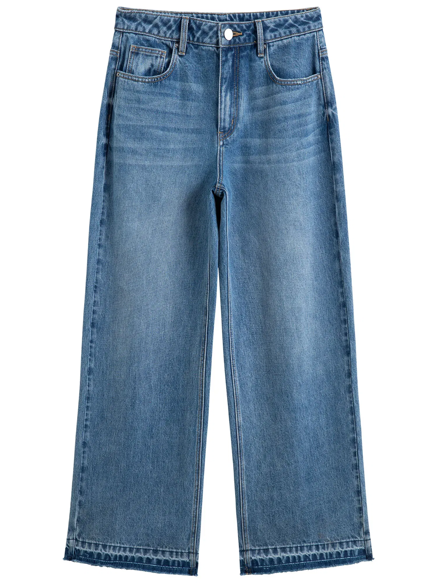 Color: Blue, Size: XXXL - DUSHU Women's Classic All-match Straight Jeans Women's 2025 Spring New Holiday Casual Fashion High Waist Trousers 25DS81041