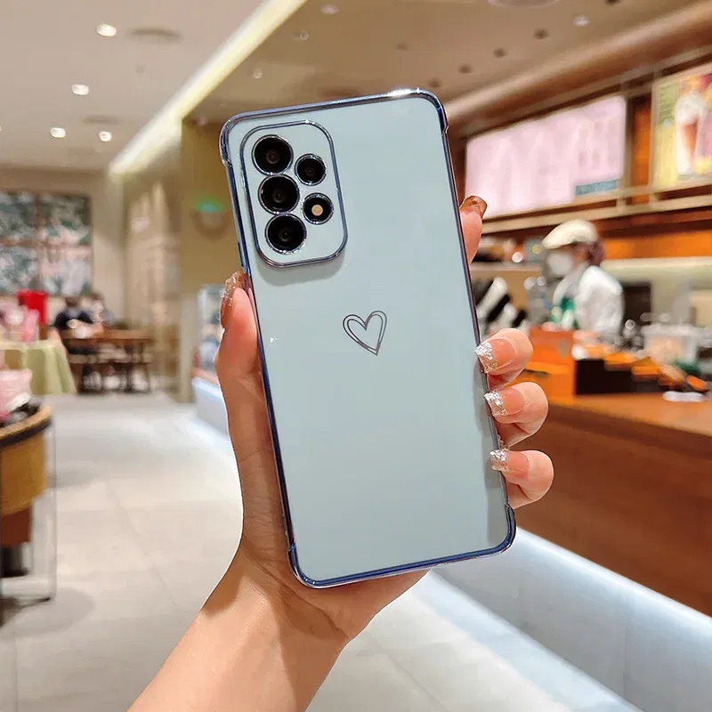 Color: Brown, Compatible-Phone Models: For iPhone XS, Ships From: CHINA - Electroplating Love Heart Phone Case For Samsung Galaxy S25 S24 Ultra S23 S22 A13 A14 A52 A53 Protect Lens Shockproof Back Cover