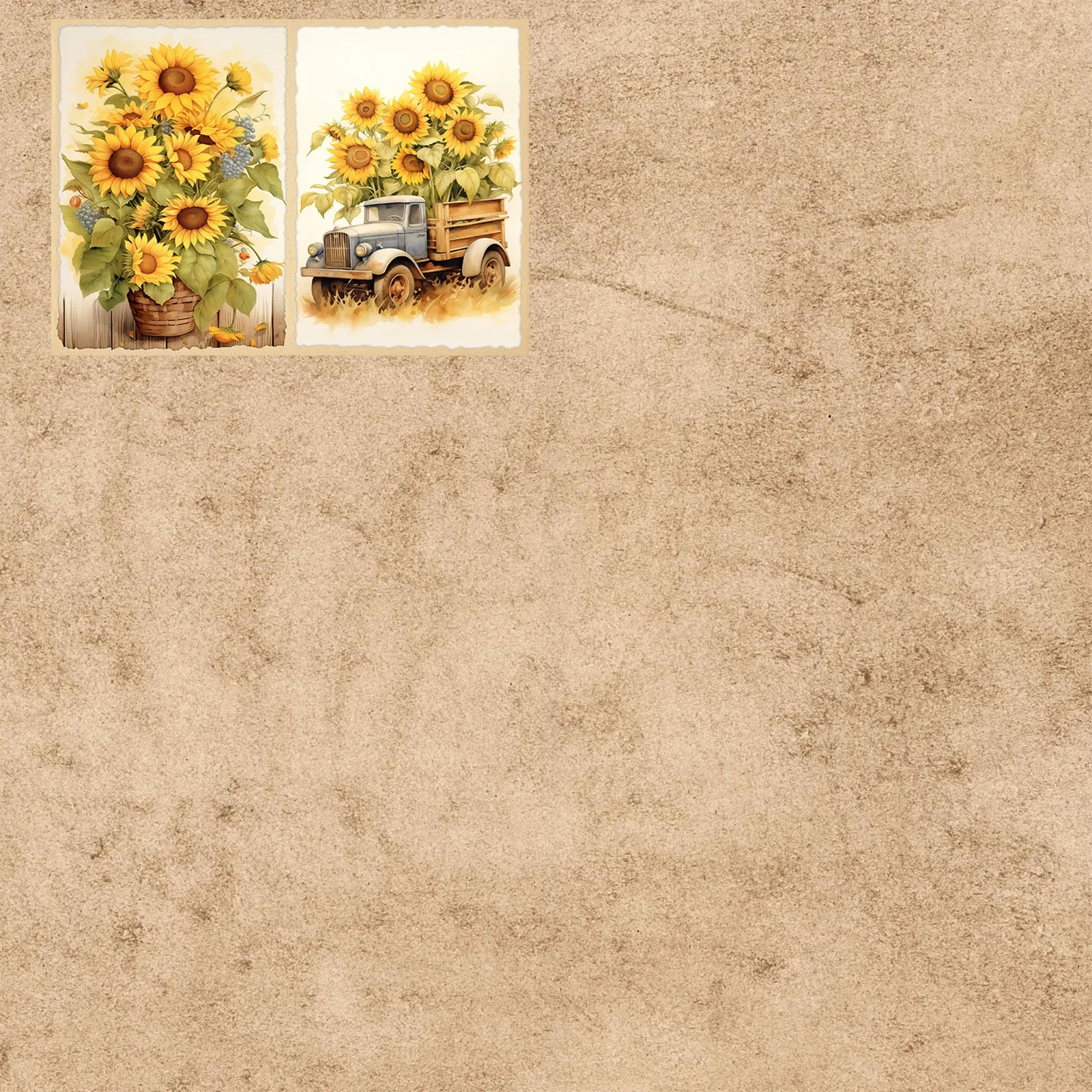 10 Sheets A5 Size Autumn Sunflower Sunset Background Vintage Grunge Journal Planning Scrapbooking