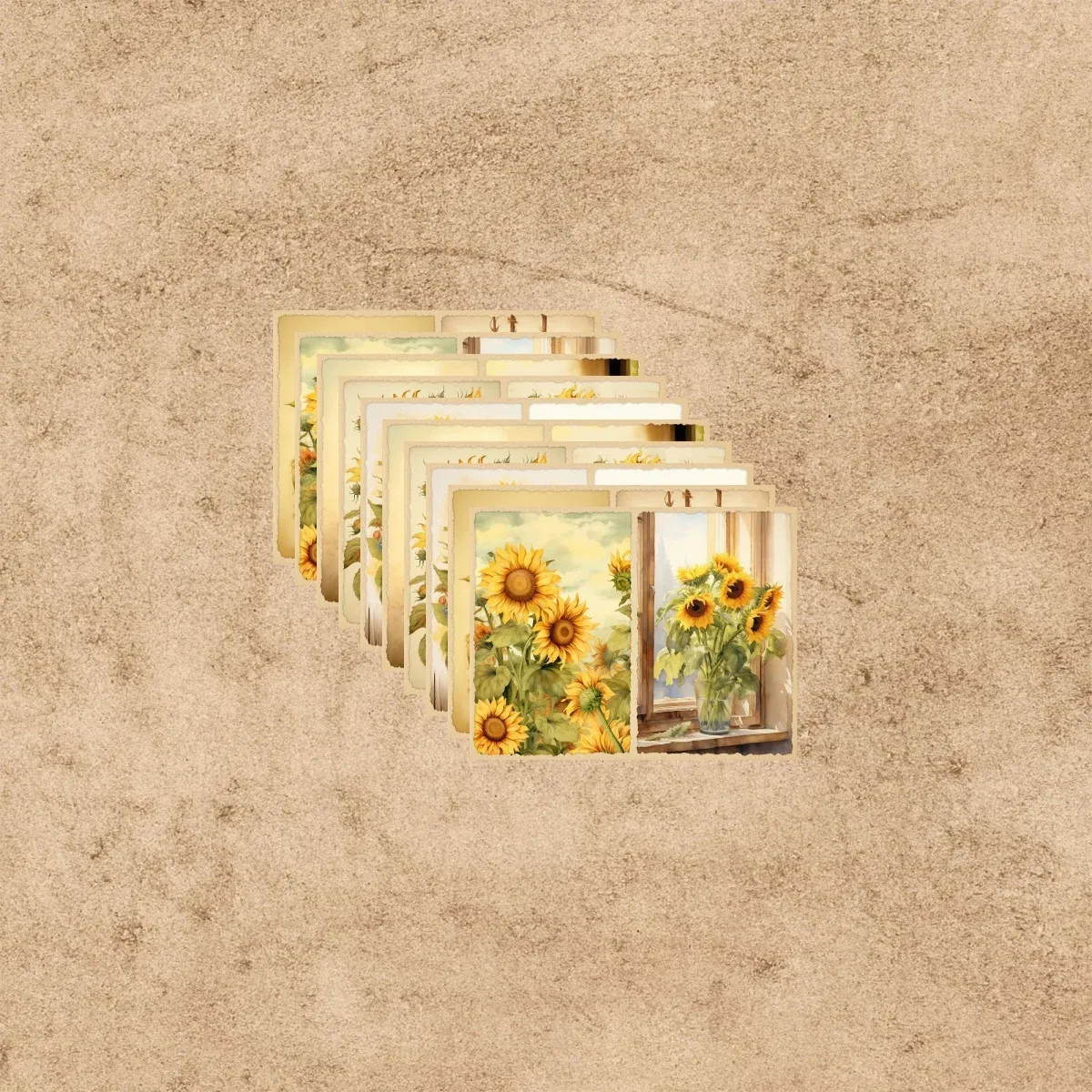 10 Sheets A5 Size Autumn Sunflower Sunset Background Vintage Grunge Journal Planning Scrapbooking