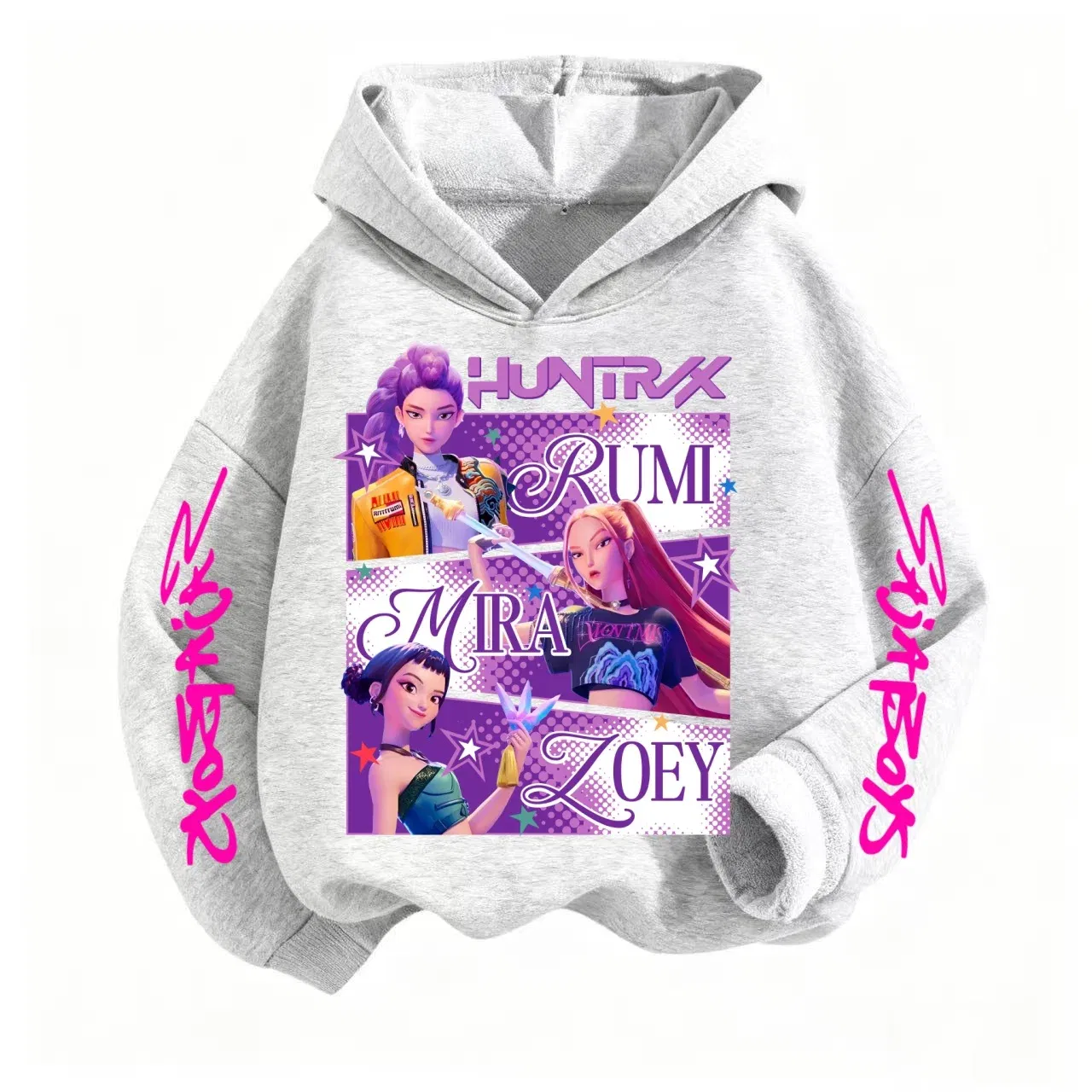 Color: black, Kid Size: 5 - Pure Cotton KPop Demon Hunters Mira Kids Hoodie Clothes Teen Boys Girls Clothing Fashion Clothes Spring Autumn Sweatshirt