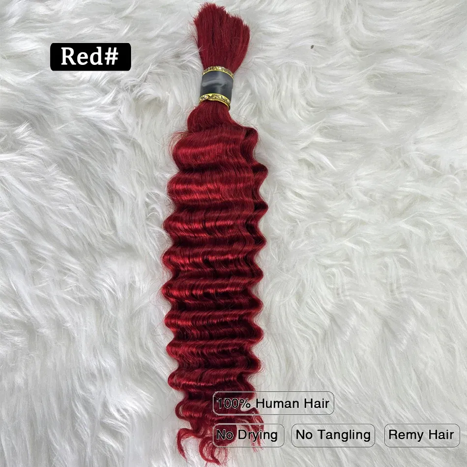 Color: 4/30HL, Stretched Length: 14inches - Pre-Colored Brazilian Deep Wave Bulk Human Hair No Weft Remy Bulk Human Hair 14 To 28 Inch Bulk Hair Extension Crochet Braids
