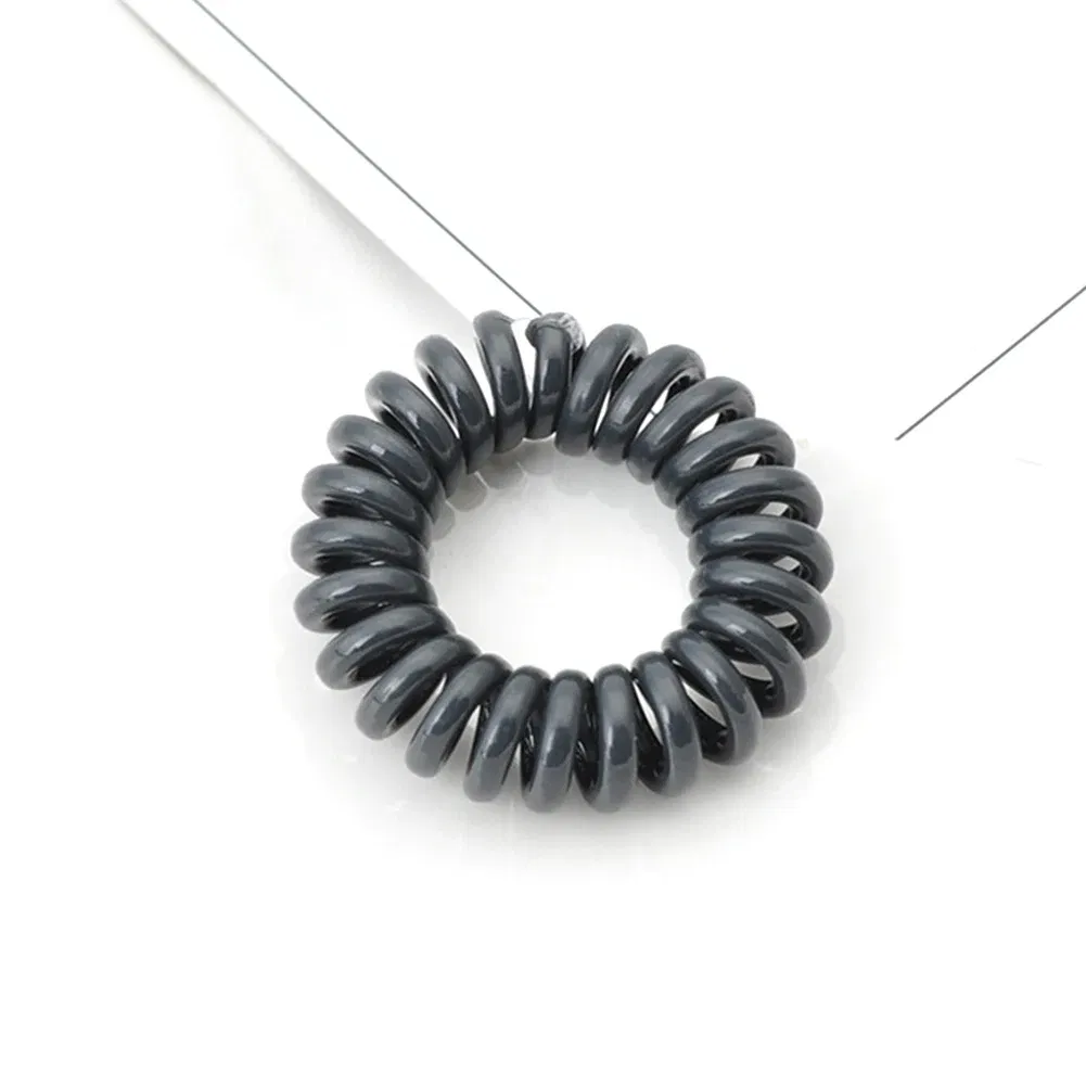 Color: GRAY - High Elasticity Telephone Coil Hairbands Women Spiral Hair Ties Girl Hair Ring Rope Solid Color Hair Accessories Ponytail Holder