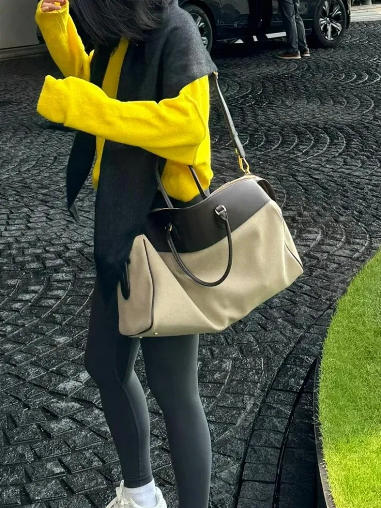 Hand-made Custom Toy Dog Boston Bag Winter Mixed Color Faux Woolen Fabric Plaid Handbag Girls Novel Playful Pillow Crossbody Bag