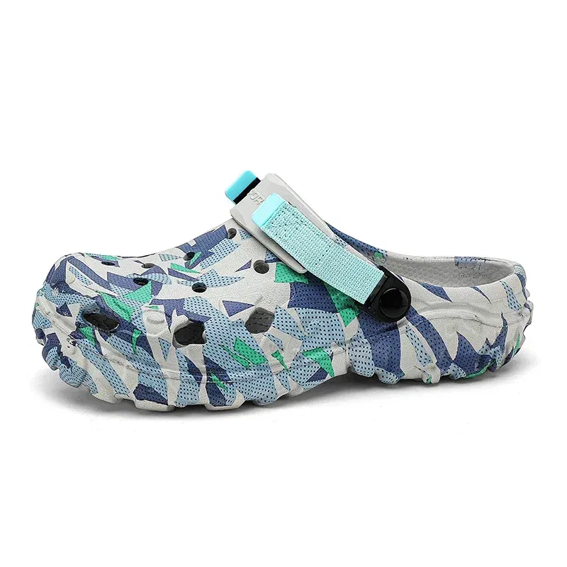 Color: MULTI, Shoe Size: 45 - Fashion Garden Shoes Men's Clogs Slippers Sandal Flat Camouflage Sandals Male Sneakers Outdoor Flip Flops Home Clogs