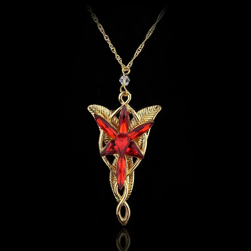 Color: Orange, Ships From: CHINA - Arwen Evenstar Crystal Pendant Necklace Silver Colour Fashion Twilight Star Necklace for Women Jewelry Accessories Toy Gift