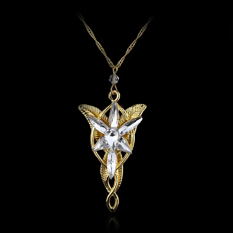 Color: Orange, Ships From: CHINA - Arwen Evenstar Crystal Pendant Necklace Silver Colour Fashion Twilight Star Necklace for Women Jewelry Accessories Toy Gift