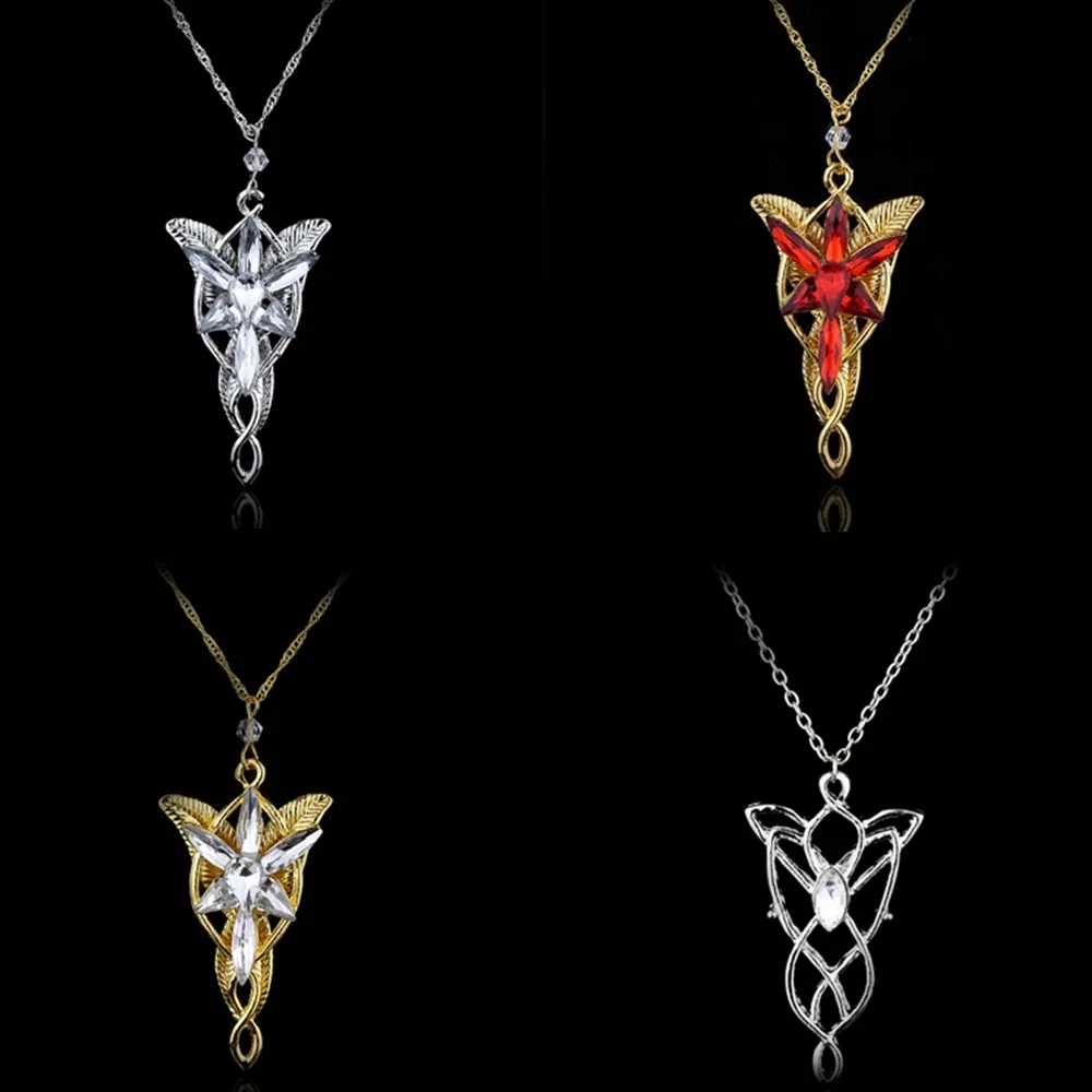 Color: Orange, Ships From: CHINA - Arwen Evenstar Crystal Pendant Necklace Silver Colour Fashion Twilight Star Necklace for Women Jewelry Accessories Toy Gift