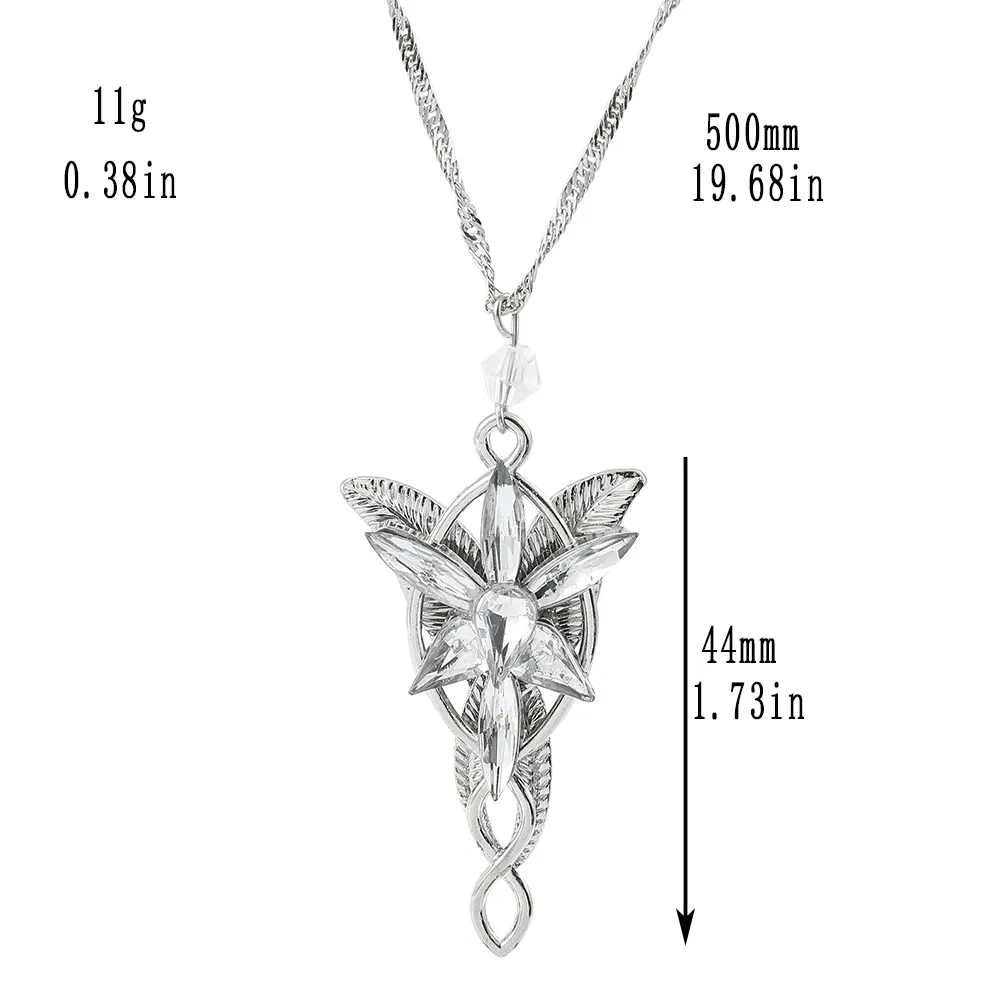Color: Orange, Ships From: CHINA - Arwen Evenstar Crystal Pendant Necklace Silver Colour Fashion Twilight Star Necklace for Women Jewelry Accessories Toy Gift