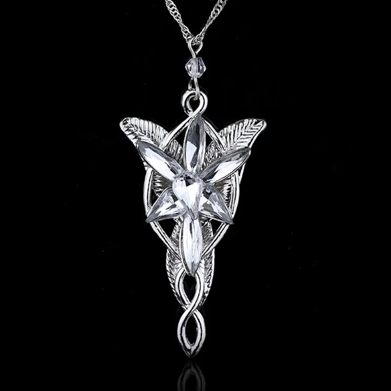 Color: Orange, Ships From: CHINA - Arwen Evenstar Crystal Pendant Necklace Silver Colour Fashion Twilight Star Necklace for Women Jewelry Accessories Toy Gift