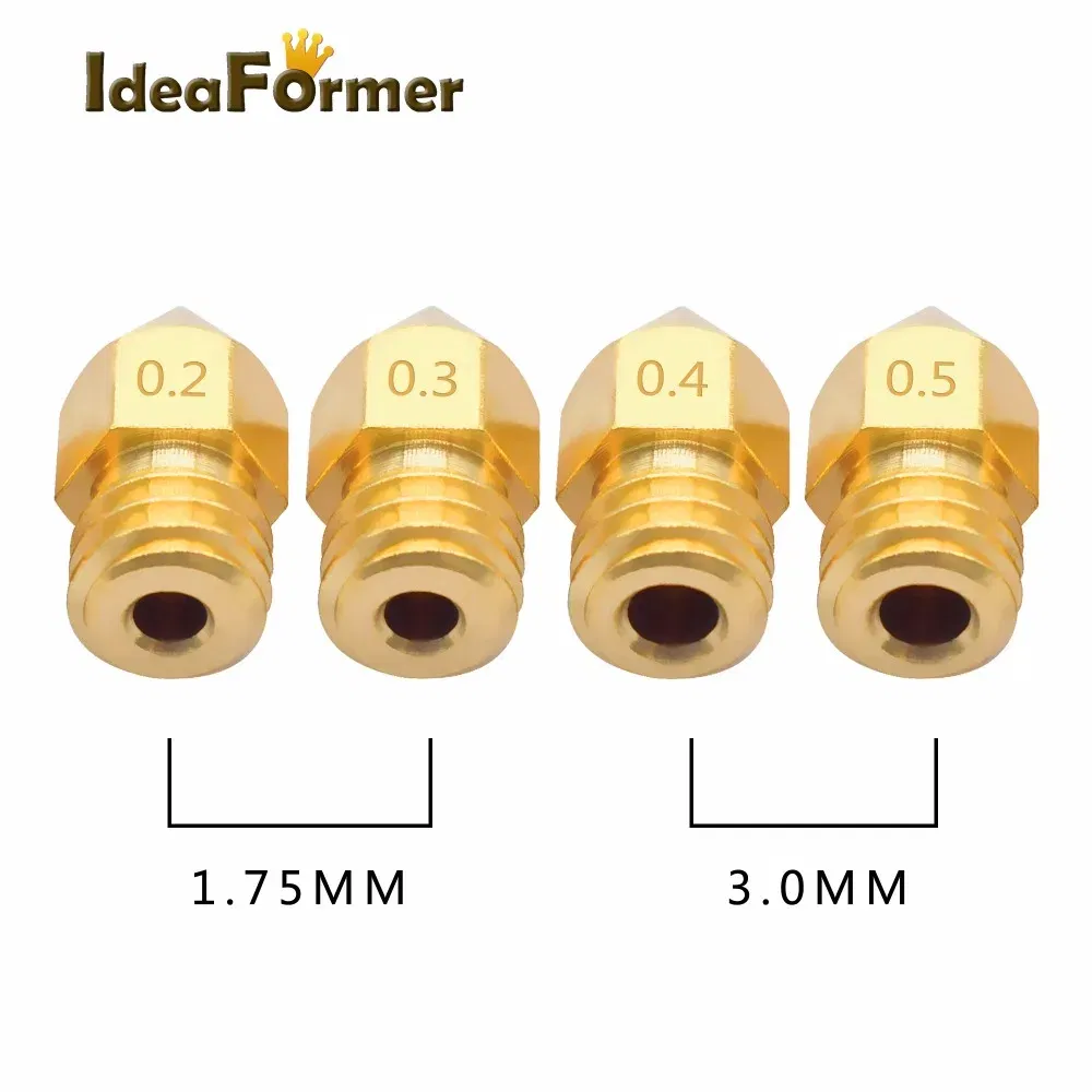 Color: Black, Size: 0.25mm - 5/10pcs MK8 Brass Nozzle 1.75/3.0mm Filament Extruder Print Head Nozzle 0.2/0.3/0.4/0.5mm for CR10 CR10S Ender3 3D Printer Parts